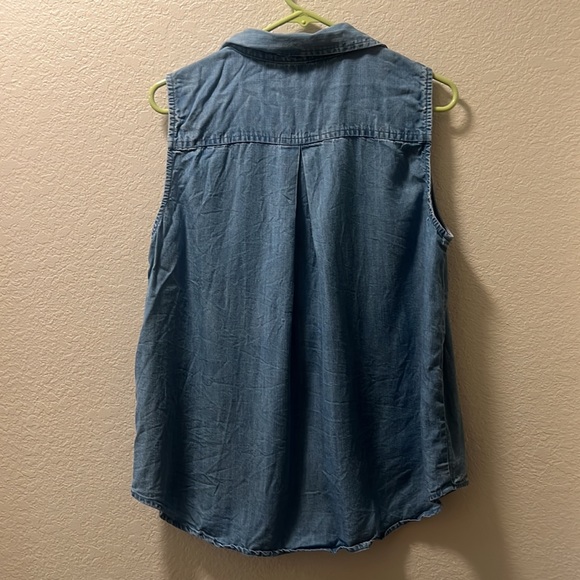 Mododoc Sleeveless Demin Button Down Blouse Size L - Picture 5 of 6